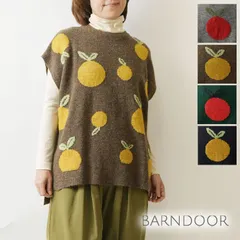 ＊【新品】【BARNDOOR バーンドア】みかん ジャガード ニット ベスト (1203004)レディース 秋 冬 北欧 オレンジ フルーツ ゆったり 重ね着 暖か 温か ナチュラル 服 新作 シンプル おしゃれ コーディネート ナチュランド 人気 60代