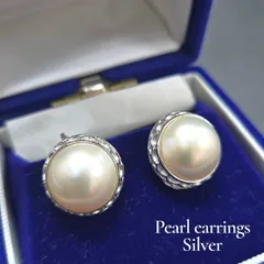 マベパール イヤリング シルバー刻印 パールサイズ約12.6mm ケース付き アクセサリー 半円真珠 ジュエリー