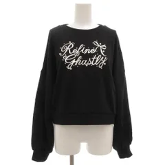 イング INGNI スウェット トレーナー M 長袖 ショート丈 フェイクパール 裏毛 黒 ブラック /GV