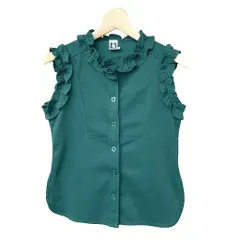 Park'in ノースリーブ フリル ブラウス シャツ M 緑 グリーン