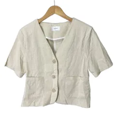バイ ムニール by muni:r 美品 リネン混 ジャケット シャツ 半袖 0104-08-0067 F 白 アイボリー