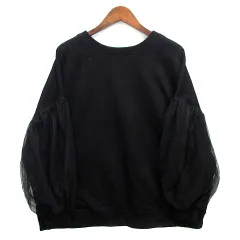 ラウンジドレス ガリャルダガランテ Loungedress GALLARDAGALANTE チュールスリーブ スウェット トレーナー 長袖 ブラック 黒 F