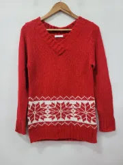 レッド 雪の花 ニット
