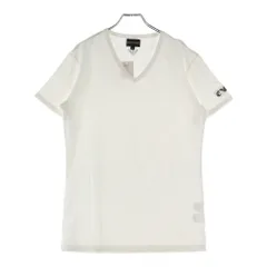 EMPORIO ARMANI (エンポリオアルマーニ) アーム刺繍ロゴ Vネック半袖Tシャツカットソー ホワイト