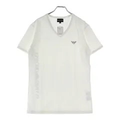 EMPORIO ARMANI (エンポリオアルマーニ) フロントロゴプリント Vネック半袖Tシャツカットソー ホワイト