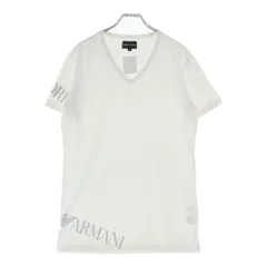 EMPORIO ARMANI (エンポリオアルマーニ) ライトスリーブラメロゴプリント Vネック半袖Tシャツカットソー ホワイト