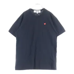 PLAY COMME des GARCONS (プレイコムデギャルソン) レッドハート ロゴ刺繍 クルーネック半袖Tシャツカットソー ブラック AZ-T304