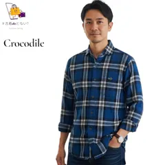 Crocodile クロコダイル ネルシャツ M 青 チェック柄 長袖シャツ 綿100% 厚手 カジュアル アメカジ 古着 秋冬