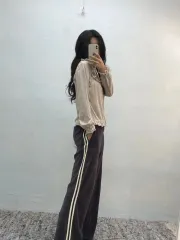 ダークパープル ベルベット パンツ