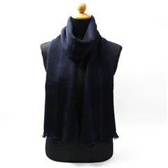 ヒューゴボス ウール リバーシブル マフラー ネイビー グレー 36