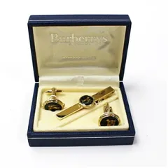 バーバリー ネクタイピン カフス セット 未使用 ゴールド ブラック 中古