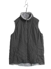 【お得なクーポン配布中!】 US企画 ノースフェイス フルジップ リバーシブル ベスト レディース XL / アウトドア ハイ パイル フリース 中綿 キルティング ナイロン 灰