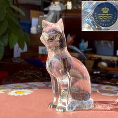 ホヤ HOYA クリスタルガラス 猫 置物 フィギュリン - メルカリ