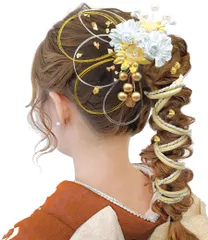 髪飾り 成人式 水引 金箔 銀箔 組紐 人気 ロープ ゴールド シルバー ヘアアクセサリー 前撮り 振袖 卒業式 結婚式 和装 袴 着物 浴衣に ブライダル 花嫁 ヘッドパーツ J0010