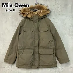 Mila Owen ミラオーウェン ダウンジャケット モッズコート カーキ F ファー付き フード取り外し可 2WAY ミリタリー Aライン リブ袖 防寒性抜群 真冬 カジュアル オシャレ レディース ★ ◆■