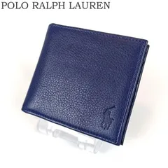 POLO RALPH LAUREN ポロラルフローレン 二つ折り財布 札入れ マネークリップ ブルー 青 ソフトレザー ポニー ロゴ 小銭入れ無し メンズ