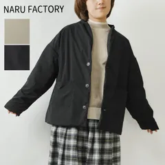 ＊【新品】【NARU ナル】キーネック パデット ジャケット (656101BE)レディース 秋 冬 アウター 中綿 コート 羽織り 前開き 長袖 暖かい 軽い ゆったり 体型カバー ナチュラル 服 ナチュランド 人気 30代 40代 50代 60代