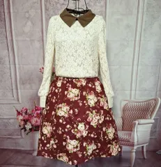 axes femme　花柄　ワンピース　レース　ドッキングワンピース　秋 冬　1枚でおしゃれ！Japanese pop culture kawaii fashionJapan Kawaii culture