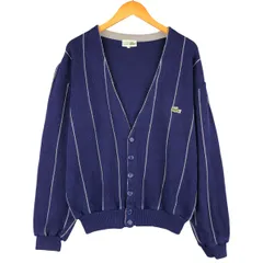 古着 70年代 ラコステ LACOSTE CHEMISE フレンチラコステ ストライプ柄 ニットカーディガン フランス製 4 メンズM相当/eaa602804