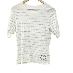 極美品✨シャネル カシミア シルク 半袖ニット セーター パール 刻印 L