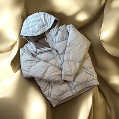 ★THE NORTH FACE ★ ノースフェイス キッズ ダウンジャケット 140 グースダウン フード付き ライトグレー　550フィル