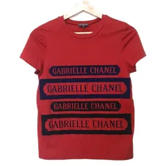 CHANEL(シャネル) 半袖Tシャツ サイズ34 S レディース美品 - P57404 レッド×ダークネイビー (2017年・2018年)