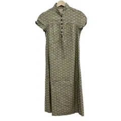 Sybilla(シビラ) ワンピース サイズM レディース美品  - ベージュ×黒 半袖/ロング/刺繍