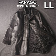 【FARAGO】ファラゴ 秋冬 羊革 シープ レザー コート ジャケット LL 中綿 キルティング 黒 本革 メンズ