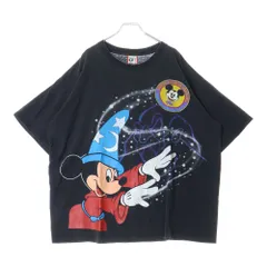 VINTAGE (ヴィンテージ) 90S DISNEY FANTASIA Mickey Mouse ディズニー ファンタジア ミッキー フロントプリント Tシャツ 半袖カットソー ブラック