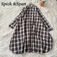 スピックアンドスパン Spick&Span タータンチェック シャツワンピース ゆったりサイズ フレアシャツワンピース ポケット付き サイドスリット フリー
