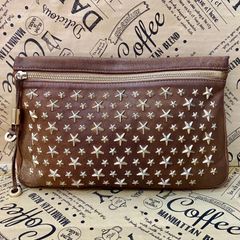 ジミーチュウ レザー クラッチバッグ セカンドバッグ スター スタッズ ジミーチュウ ハンド クラッチ セカンドバッグ ポーチ スタースタッズ