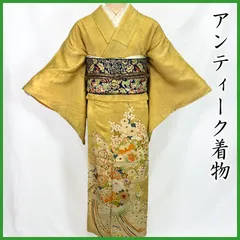 512aa2◇アンティーク着物 艶やか 椿 牡丹 竹の地紋 レトロモダン 大正ロマン 昭和レトロ 和洋MIX◇状態良好