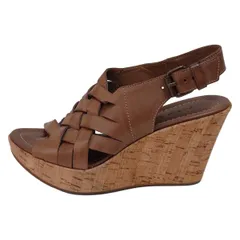 FABIO RUSCONI(ファビオルスコーニ) サンダル レディース - ブラウン ウェッジソール/編み込み レザー