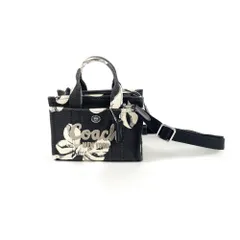 COACH　コーチ　CZ102　カーゴ トート バッグ 20 ボウ プリント　キャンバス2WAYバッグ　ハンドバッグ　ショルダーバッグ　リボン柄　ブラック