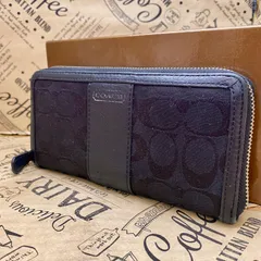 コーチ 長財布 ラウンド 黒 シグネチャー カード 札入れ 小銭FY334