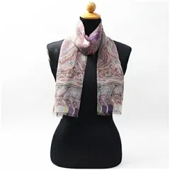 エトロ シルク 長方形ストール パープル ペイズリー柄 中古 Aランク