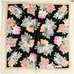 イヴサンローラン シルク スカーフ ブラック ベージュ 花柄 中古 ABランク YVES SAINT LAURENT レディース 女性のサムネイル