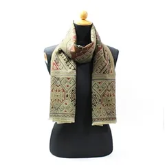 エトロ ウール・シルク 大判 長方形ストール カーキ エンジ 中古 ABランク