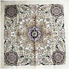 ジムトンプソン タイシルク スカーフ アイボリー ベージュ 花柄 中古