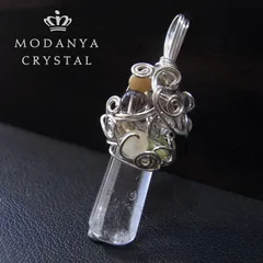 ポイント水晶+ペリドット+アメジストのワイヤーペンダントトップ1487（天然石）