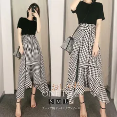 ワンピース 切り替えワンピース 春夏 レディース ギンガムチェック ドッキングワンピ ロング丈