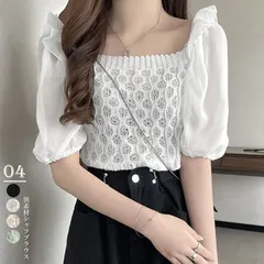 シャツブラウス スクエアネックレディース