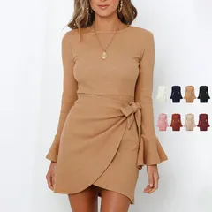 ワンピース ワッフルミニワンピース レディース