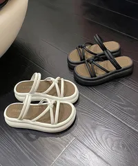 厚底サンダル ミュールサンダル 美脚夏靴