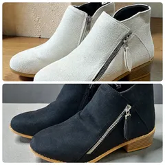 サイドゴアブーツ ブラック/ アイボリー