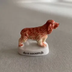 コッカースパニエルのフェーブ／犬／動物／フランス雑貨／陶器ミニチュア／ブロカント／ヴィンテージ／蚤の市／幸運の小さな陶器