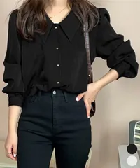 シャツブラウス ゴールドボタン ブラウス