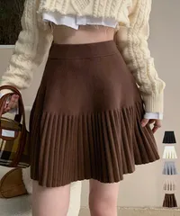プリーツミニスカートニットスカート 秋冬