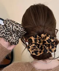 レオパード柄 ボリュームシュシュ 大きめ