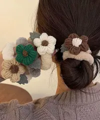 花モチーフ ヘアゴム レディース 秋冬